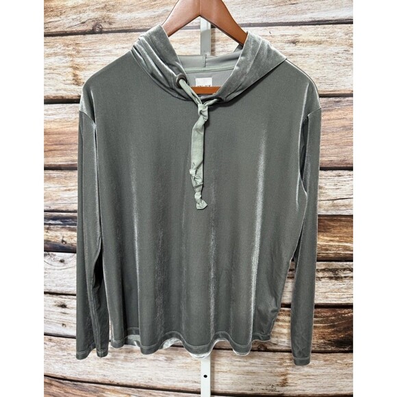 Nic and Zoe Tops - NIC + ZOE Women's Long Sleeve Velvet Luxe Hoodie in Caper Green Sz Medium